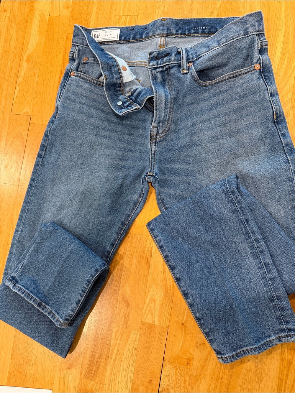 GAP Vintage Wash Blue Denim Straight Jeans